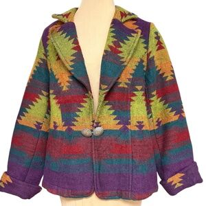 blazer jacket COLDWATER CREEK vintage southwestern silver clasp cropped unlined